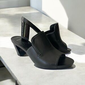 AQUATALIA Black Leather Mules Size 8 ITALY